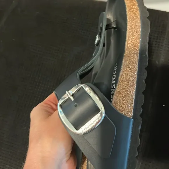Birkenstock Black Sandals with Cork Footbed and Adjustable Buckle