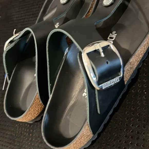Birkenstock Black Sandals with Cork Footbed and Adjustable Buckle