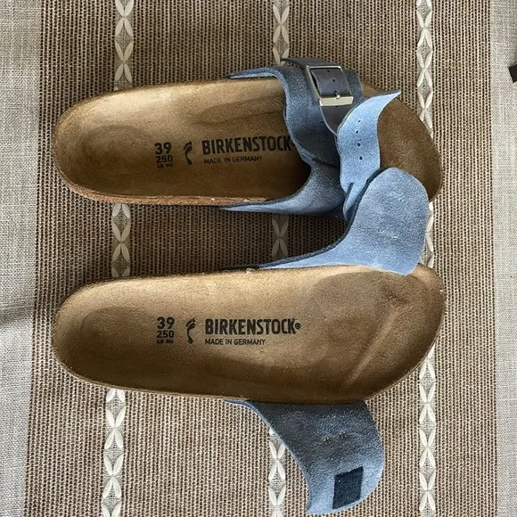 Birkenstock Blue Suede and oiled leather Sandals Oita braided elemental blue 39