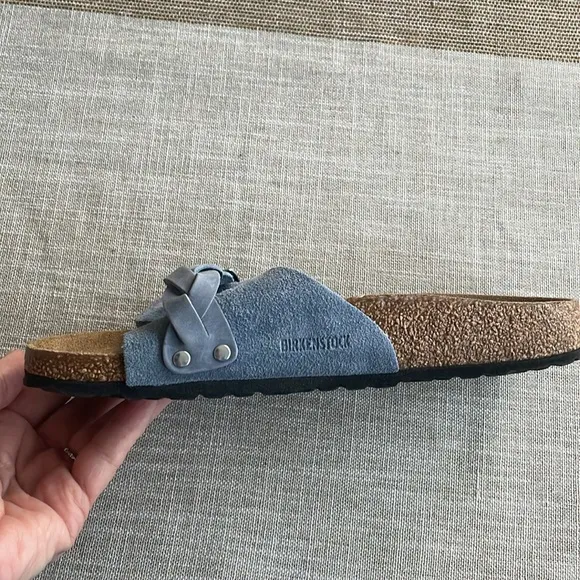 Birkenstock Blue Suede and oiled leather Sandals Oita braided elemental blue 39