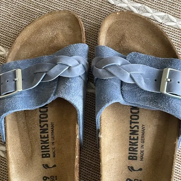 Birkenstock Blue Suede and oiled leather Sandals Oita braided elemental blue 39