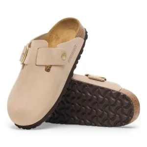Birkenstock Boston Big Buckle‎ Sandcastle Nub Leather Clog Sandals Size 7/37 NWB
