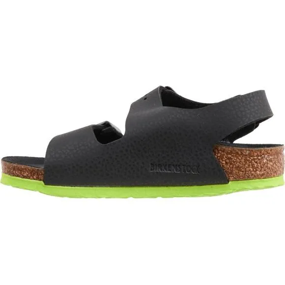 Birkenstock Boys Black Green Birko-Flor Milano Sandals Size 25 (Size 7-7.5) NEW