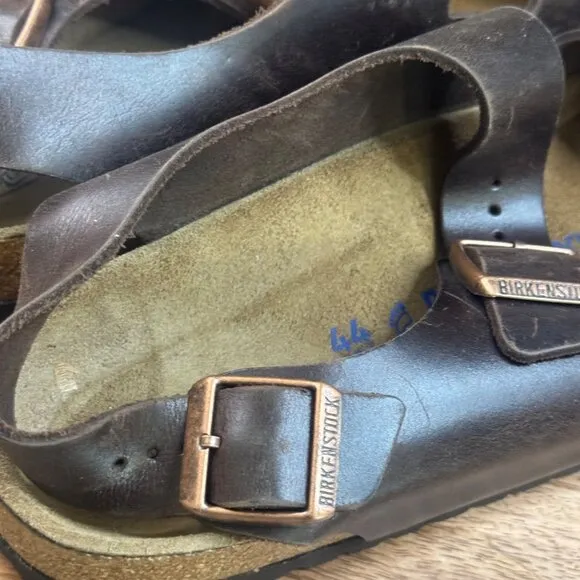 Birkenstock Brown Leather Milano  Sandals With Adjustable Straps For Men Size 11
