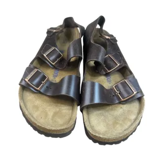 Birkenstock Brown Leather Milano  Sandals With Adjustable Straps For Men Size 11
