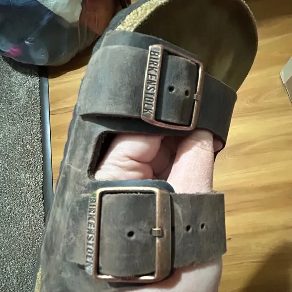 Birkenstock Brown Sandals with Adjustable Straps and Contoured Footbed