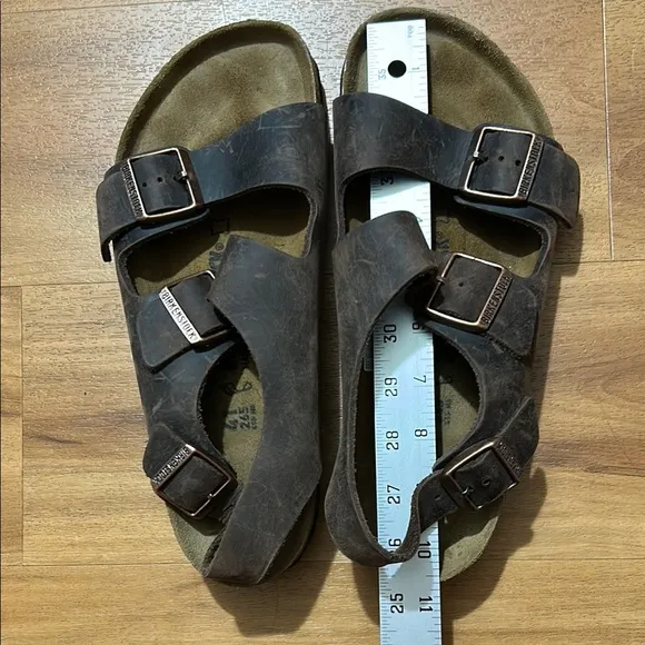 Birkenstock Brown Sandals with Adjustable Straps and Contoured Footbed