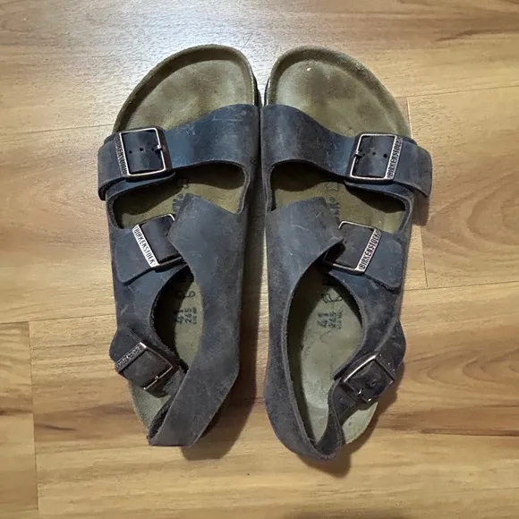 Birkenstock Brown Sandals with Adjustable Straps and Contoured Footbed