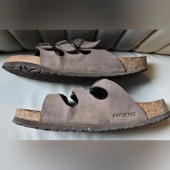 Birkenstock Distressed Florida Womens 10 mens 8 Soft Mocha Brown Genuine Leather