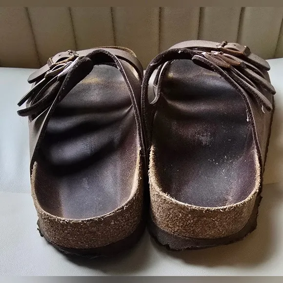 Birkenstock Distressed Florida Womens 10 mens 8 Soft Mocha Brown Genuine Leather