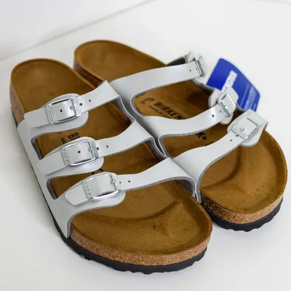 Birkenstock Florida BS Graceful Silver Sandals Size 38 EU
