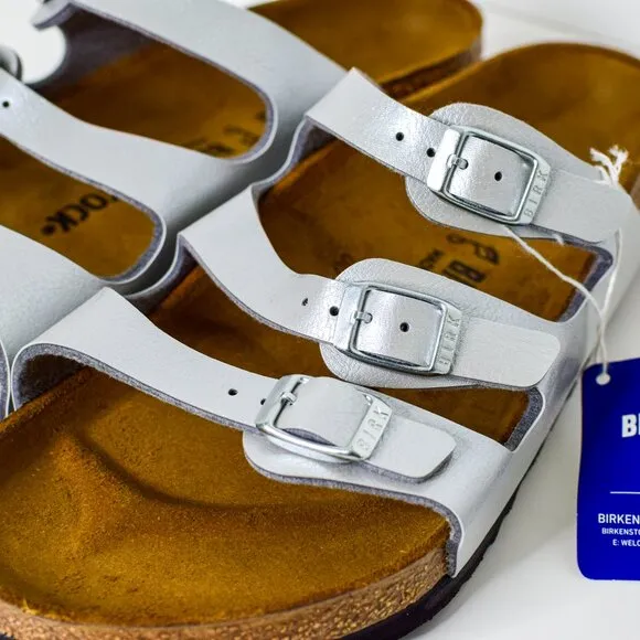 Birkenstock Florida BS Graceful Silver Sandals Size 38 EU