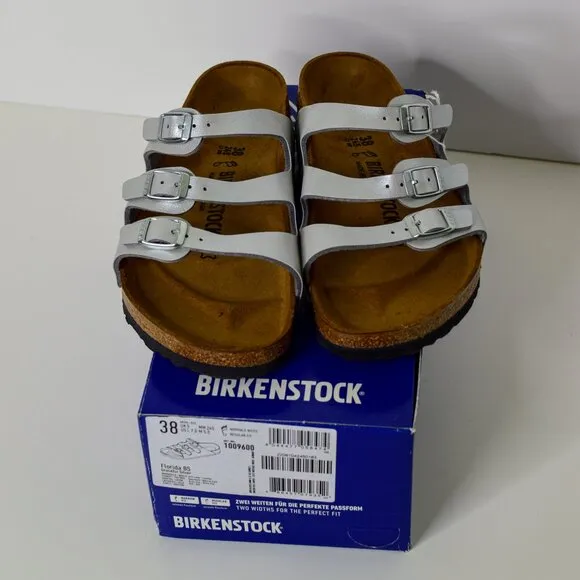 Birkenstock Florida BS Graceful Silver Sandals Size 38 EU