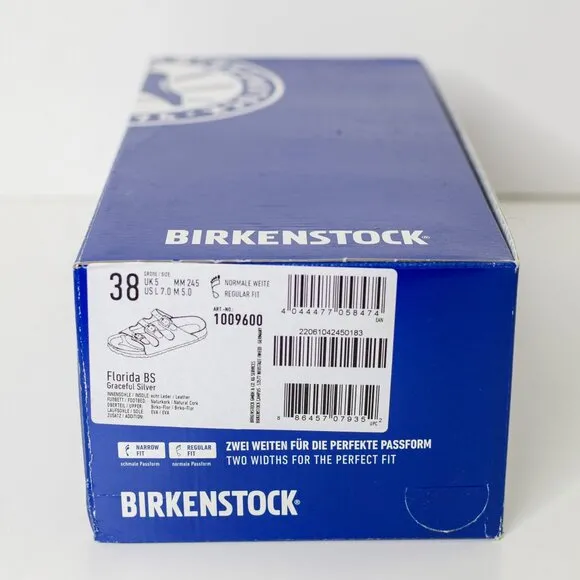 Birkenstock Florida BS Graceful Silver Sandals Size 38 EU