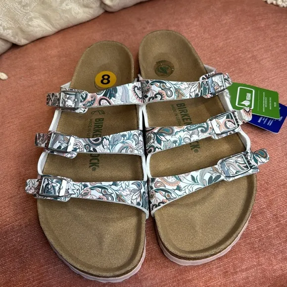 Birkenstock Florida Fresh Vegan Flower sandals, size 8 women (39euro) NWT