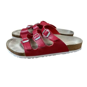 Birkenstock Florida Soft Slide Sandals In Red Leather Size 41 Women’s 10 Men’s 8