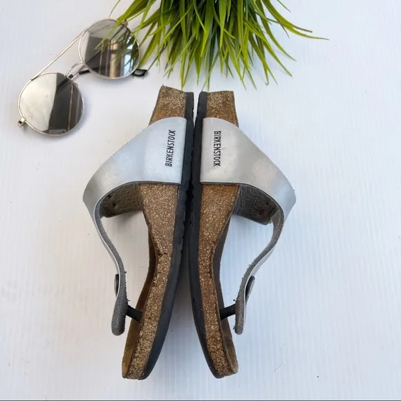 Birkenstock Gizeh Birko-Flor Silver sandals 3.5