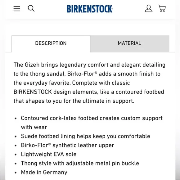 BIRKENSTOCK Gizeh Birko-Flor Women’s Adjustable Tong Sandals 36= 5 - 5.5