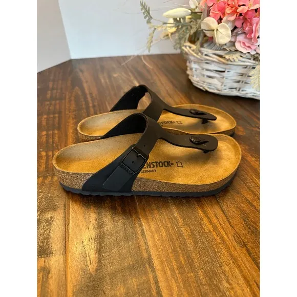Birkenstock Gizeh Black Thong Sandals Comfortable Footbed Women's 7 Men's 5