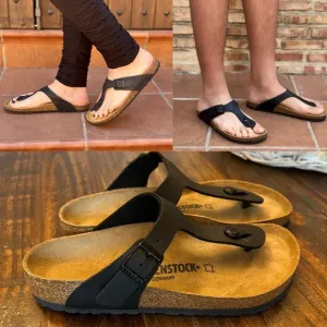 Birkenstock Gizeh Black Thong Sandals Comfortable Footbed Women's 7 Men's 5