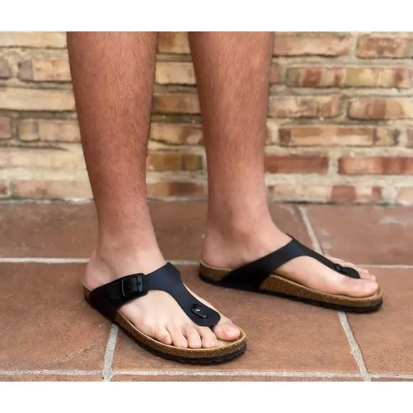 Birkenstock Gizeh Black Thong Sandals Comfortable Footbed Women's 7 Men's 5