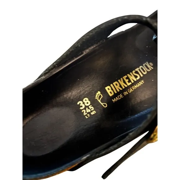 Birkenstock Gizeh High Shine Big Buckle Black Leather Sandal  7 L7 M6 Euro 38