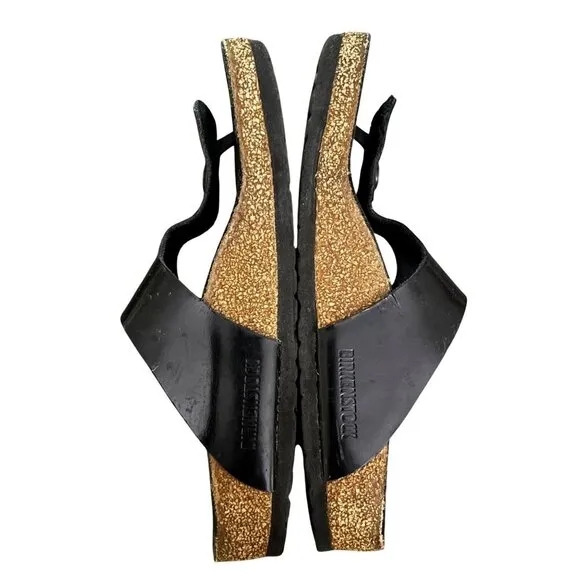 Birkenstock Gizeh High Shine Big Buckle Black Leather Sandal  7 L7 M6 Euro 38
