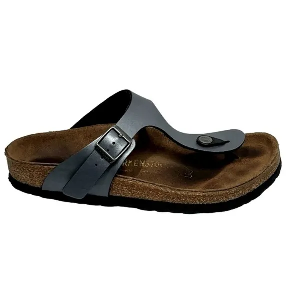 BIRKENSTOCK GIZEH Metallic Onyx Birko-Flor Thong Sandals Women's 37 US 6-6.5