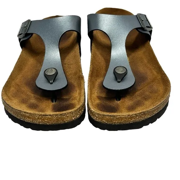 BIRKENSTOCK GIZEH Metallic Onyx Birko-Flor Thong Sandals Women's 37 US 6-6.5