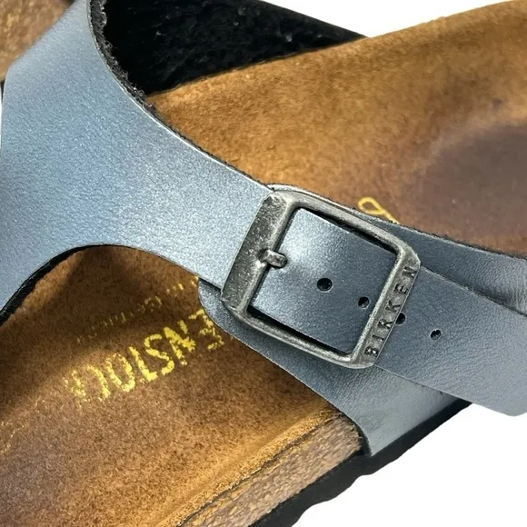 BIRKENSTOCK GIZEH Metallic Onyx Birko-Flor Thong Sandals Women's 37 US 6-6.5