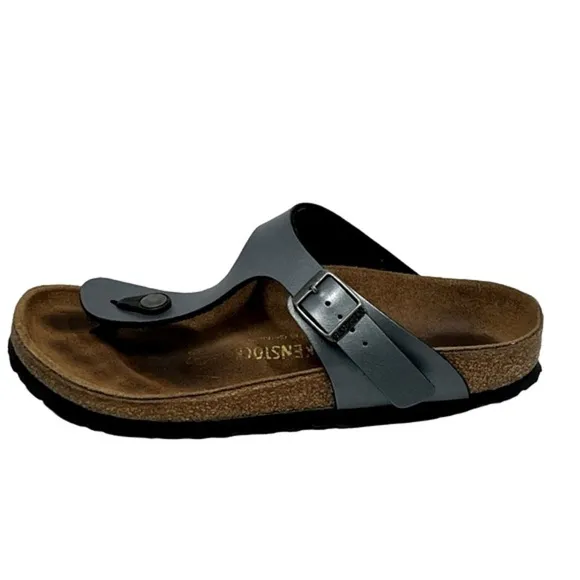 BIRKENSTOCK GIZEH Metallic Onyx Birko-Flor Thong Sandals Women's 37 US 6-6.5
