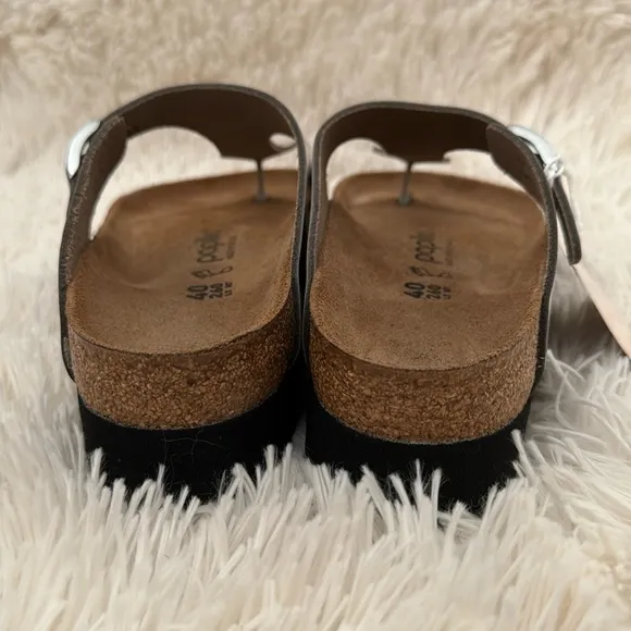 Birkenstock Gizeh Silver Platform Sandals