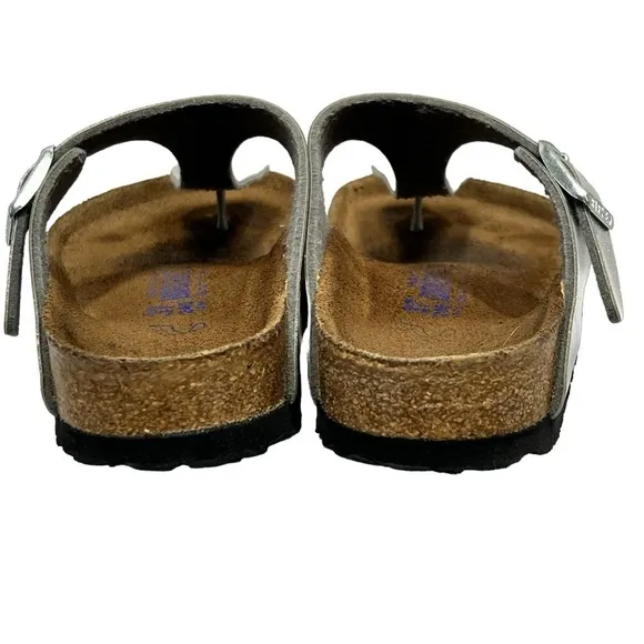 BIRKENSTOCK GIZEH Soft Footbed Silver Sparkle Thong Sandals Women's 37 US 6-6.5