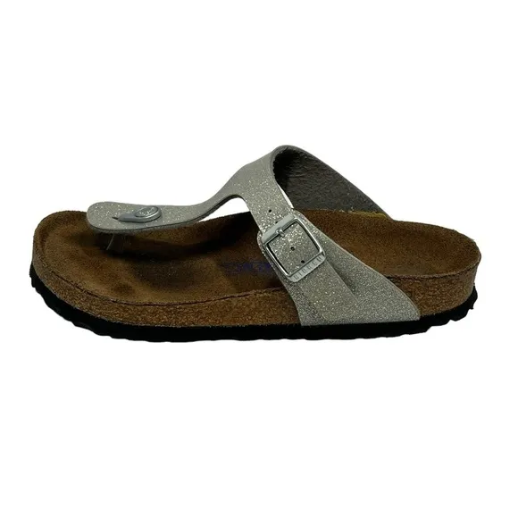 BIRKENSTOCK GIZEH Soft Footbed Silver Sparkle Thong Sandals Women's 37 US 6-6.5