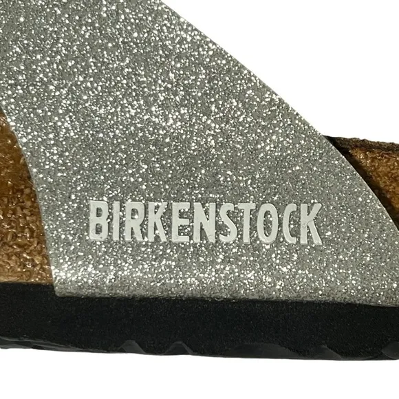 BIRKENSTOCK GIZEH Soft Footbed Silver Sparkle Thong Sandals Women's 37 US 6-6.5