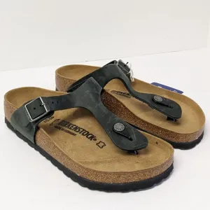 Birkenstock Gizeh Thong Sandals, Black Leather, Women's 7 M (EU 38)