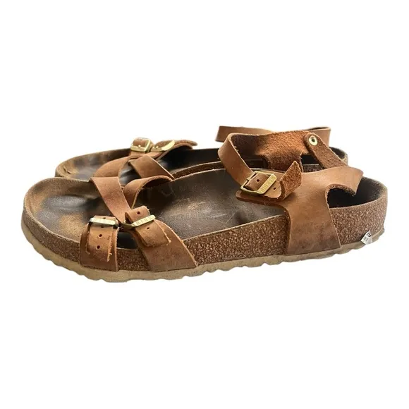 Birkenstock Kumba Womens 8 Sandals Brown Ankle Strap Leather Strappy EU 41