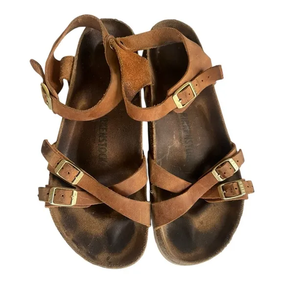 Birkenstock Kumba Womens 8 Sandals Brown Ankle Strap Leather Strappy EU 41