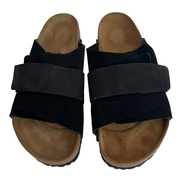 Birkenstock Kyoto Nubuck Leather Black Slide Sandals Men Size 12