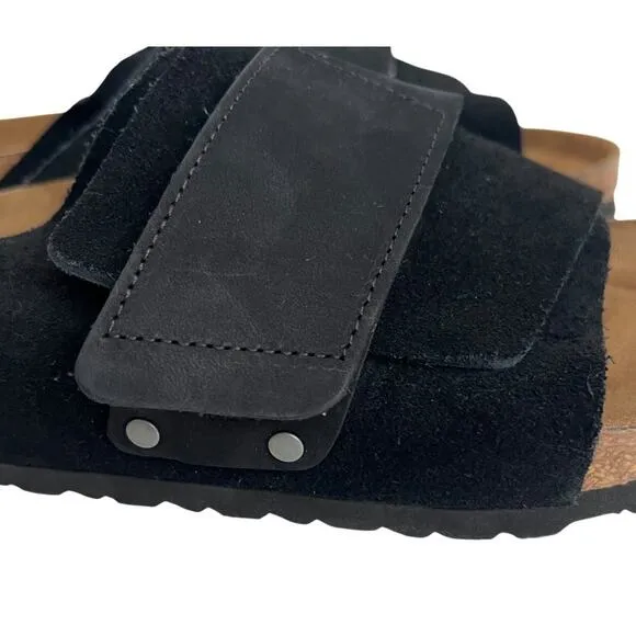 Birkenstock Kyoto Nubuck Leather Black Slide Sandals Men Size 12