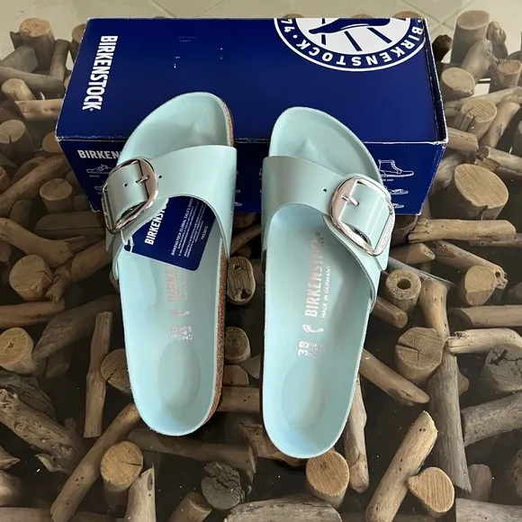 BIRKENSTOCK Madrid Big Buckle High Shine Surf Green Sandals