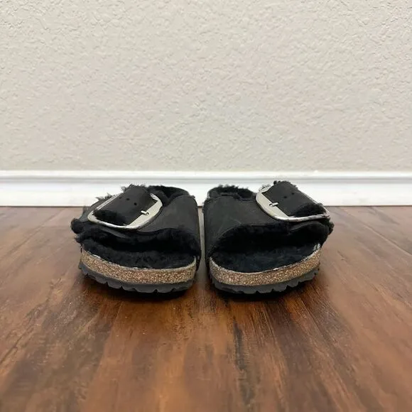 BIRKENSTOCK Madrid Big Buckle Shearling in Black Oiled Leather EU 39 US 8-8.5 N
