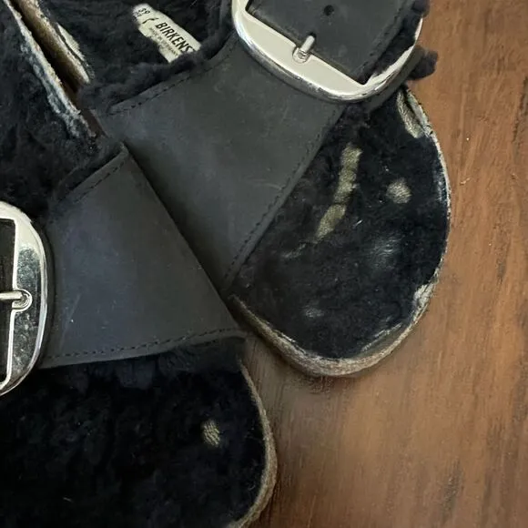 BIRKENSTOCK Madrid Big Buckle Shearling in Black Oiled Leather EU 39 US 8-8.5 N