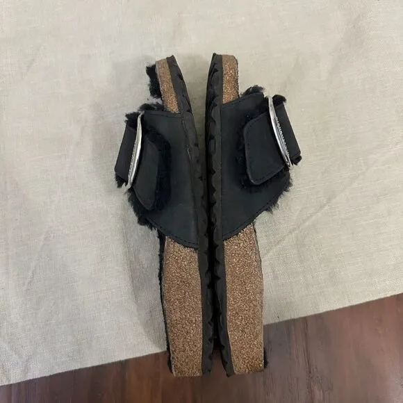 BIRKENSTOCK Madrid Big Buckle Shearling in Black Oiled Leather EU 39 US 8-8.5 N