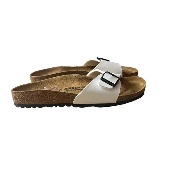 BIRKENSTOCK Madrid Birko-Flor Footbed Buckle Sandals White Size 10 (41) NWT