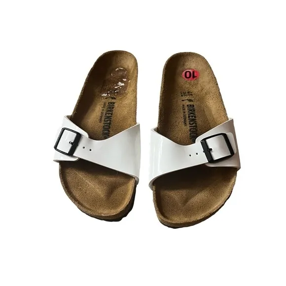 BIRKENSTOCK Madrid Birko-Flor Footbed Buckle Sandals White Size 10 (41) NWT