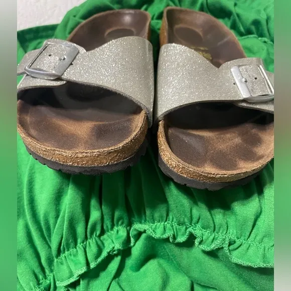 Birkenstock Madrid Birko-Flor Silver Glitter Sandals