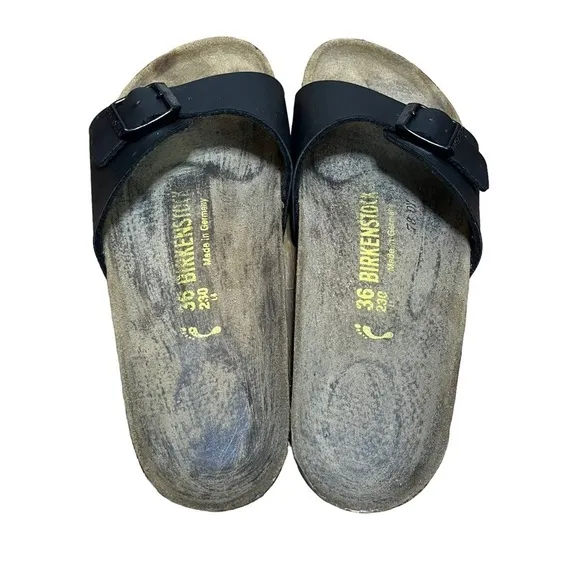 Birkenstock Madrid Slip On Black Birko‎ Flor Sandals Women Size 36