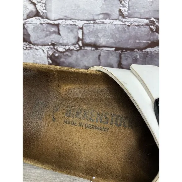 Birkenstock Madrid White Patent Leather Slides Sandals Women’s Sz 39EU/8.5M US