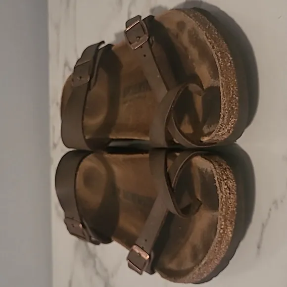 Birkenstock Mayari Brown Strappy Sandals W9 M7 Comfy Boho Neutral Minimalist